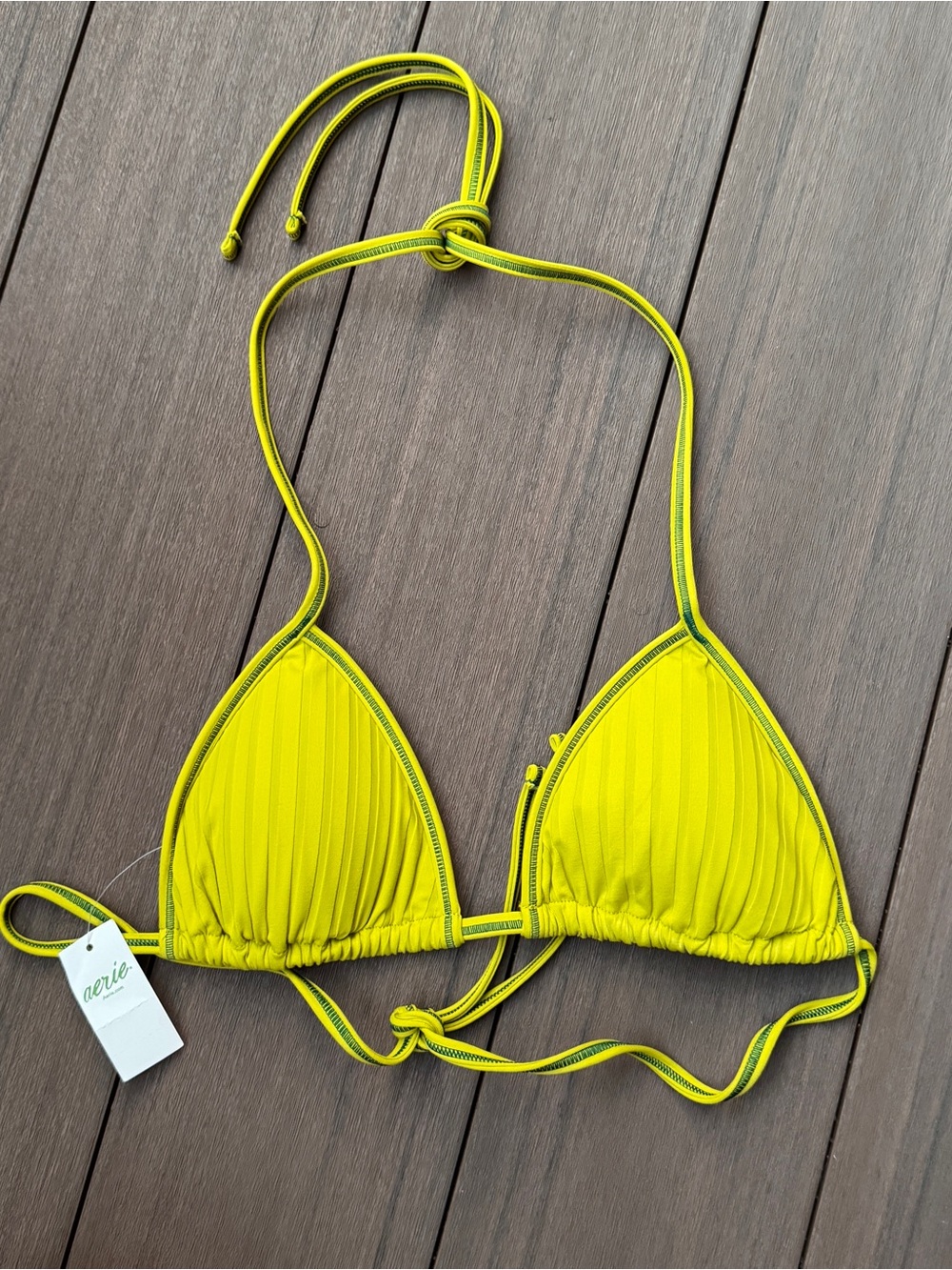 NWT aerie Yellow Triangle Bikini Top - Yellow/green